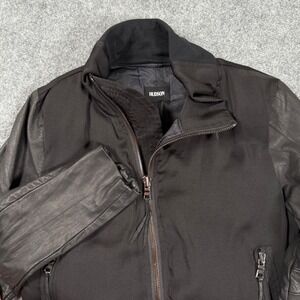 Hudson‎ Jacket Size 38 Black Leather Long Sleeve Bomber 100% Pokyester Men's